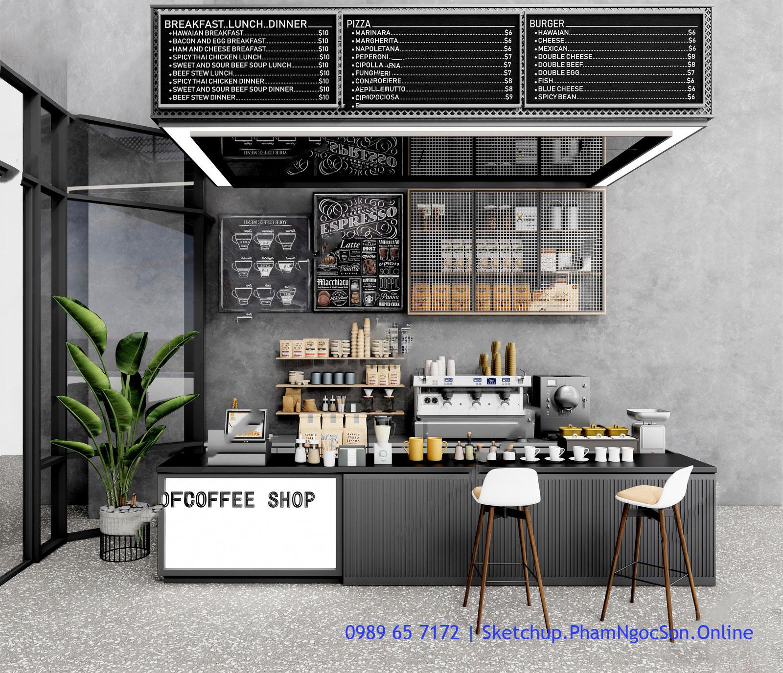 quay pha that sketchup quay pha che sketchup, quầy pha chế sketchup
